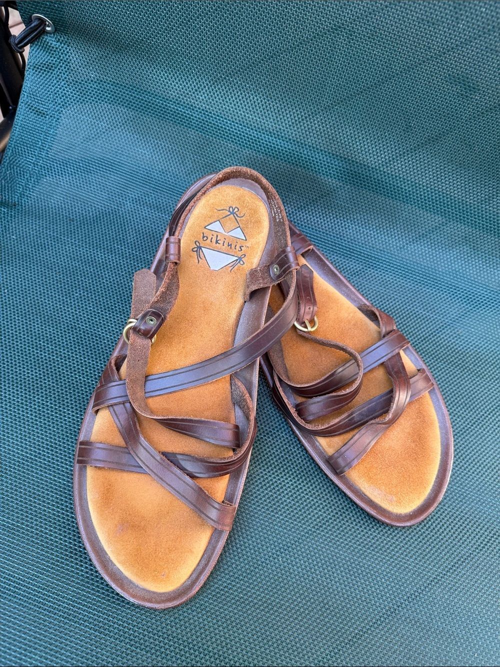 Vintage Dexter Bikini Brown Genuine Leather Strappy Gladiator Sandals size 9 - Picture 4 of 9